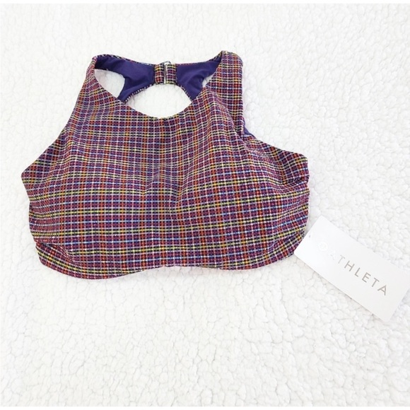 NWT Athleta Seersucker High Neck Bikini Top 32D/DD - Picture 1 of 6